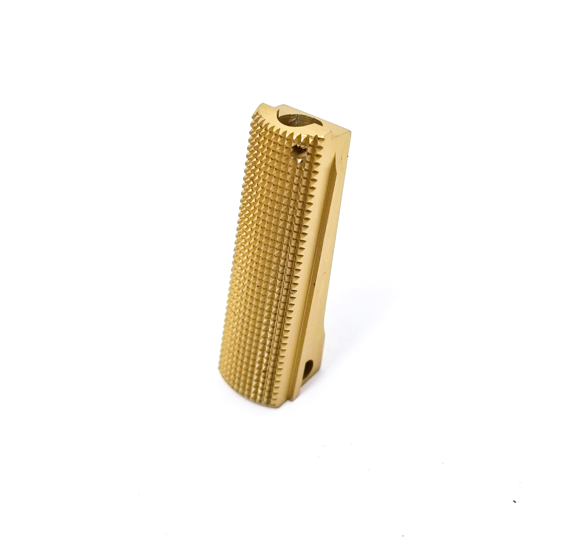 1911 Alloy Mainspring Housing - Government, Checkered, Gold – Fusion Firearms