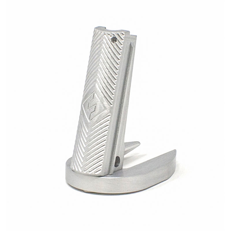 1911 Alloy Mainspring Housing + Mag-Well - Government, Fusion Chevron, Silver