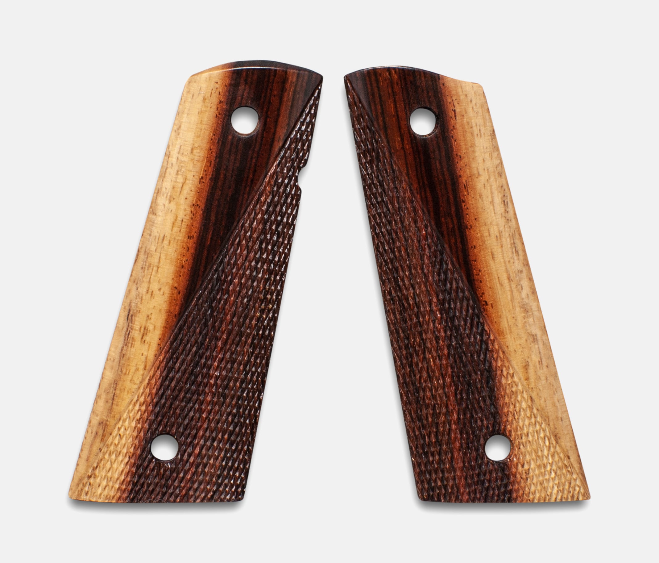 1911 Full Size Grips, 2-Tone Cocobolo, Ranger Cut, Mag-Well Bottom – Fusion Firearms