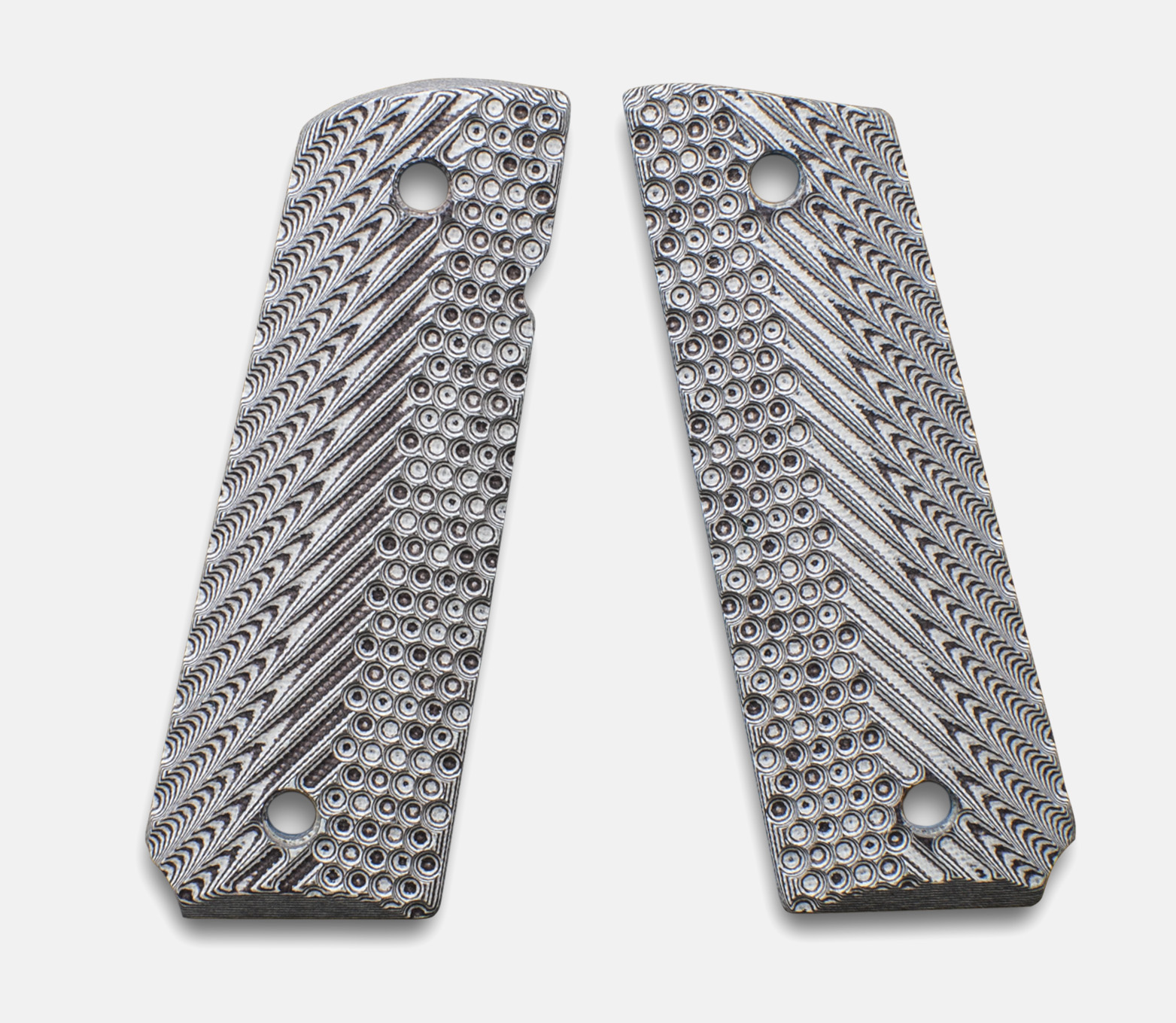 1911 Full Size Grips, G-10 White / Black, Ripple Design, Beveled Bottom – Fusion Firearms — image 2