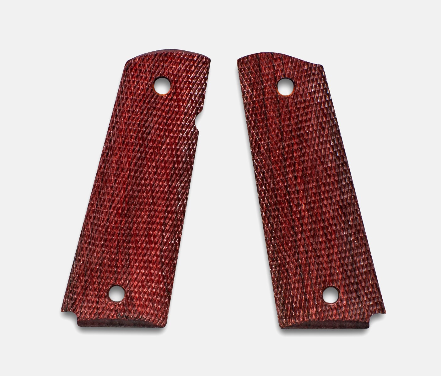 1911 Full Size Grips, Red Cocobolo, Checkered, Beveled Bottom, Thin – Fusion Firearms