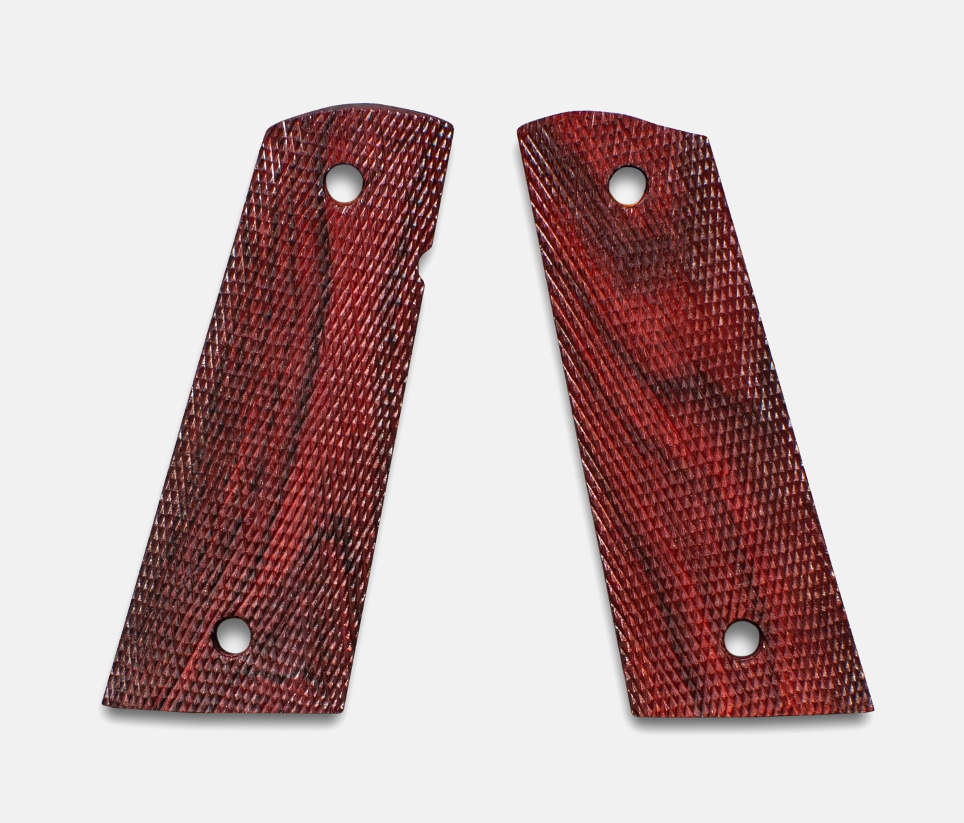 1911 Full Size Grips, Red Cocobolo, Checkered, Mag-Well Bottom – Fusion Firearms