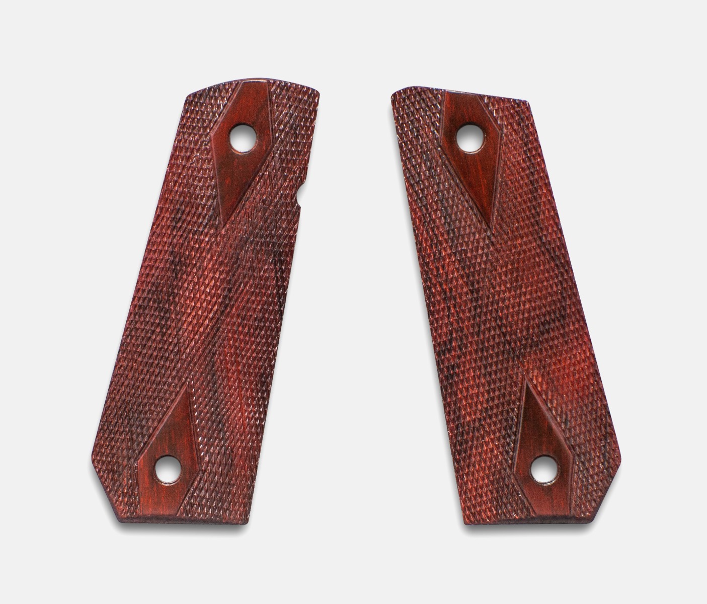 1911 Full Size Grips, Red Cocobolo, Double Diamond Checkered, Carry Cut – Fusion Firearms