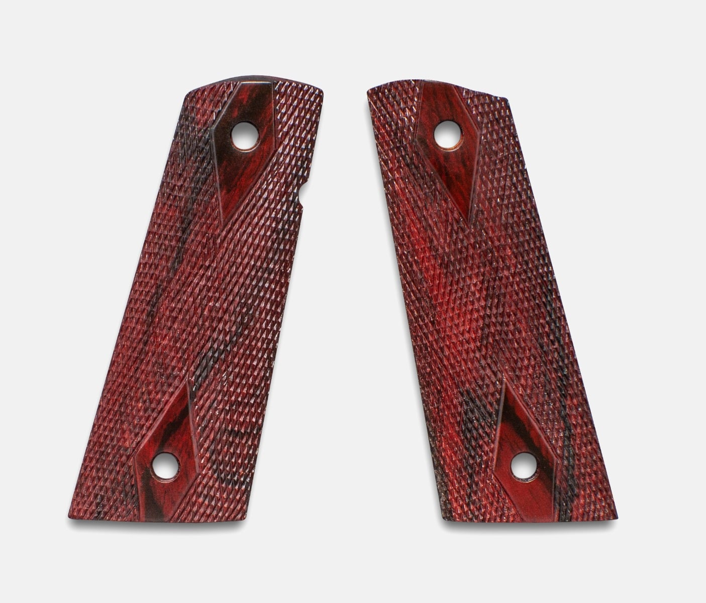 1911 Full Size Grips, Red Cocobolo, Double Diamond Checkered, Mag-Well Bottom – Fusion Firearms