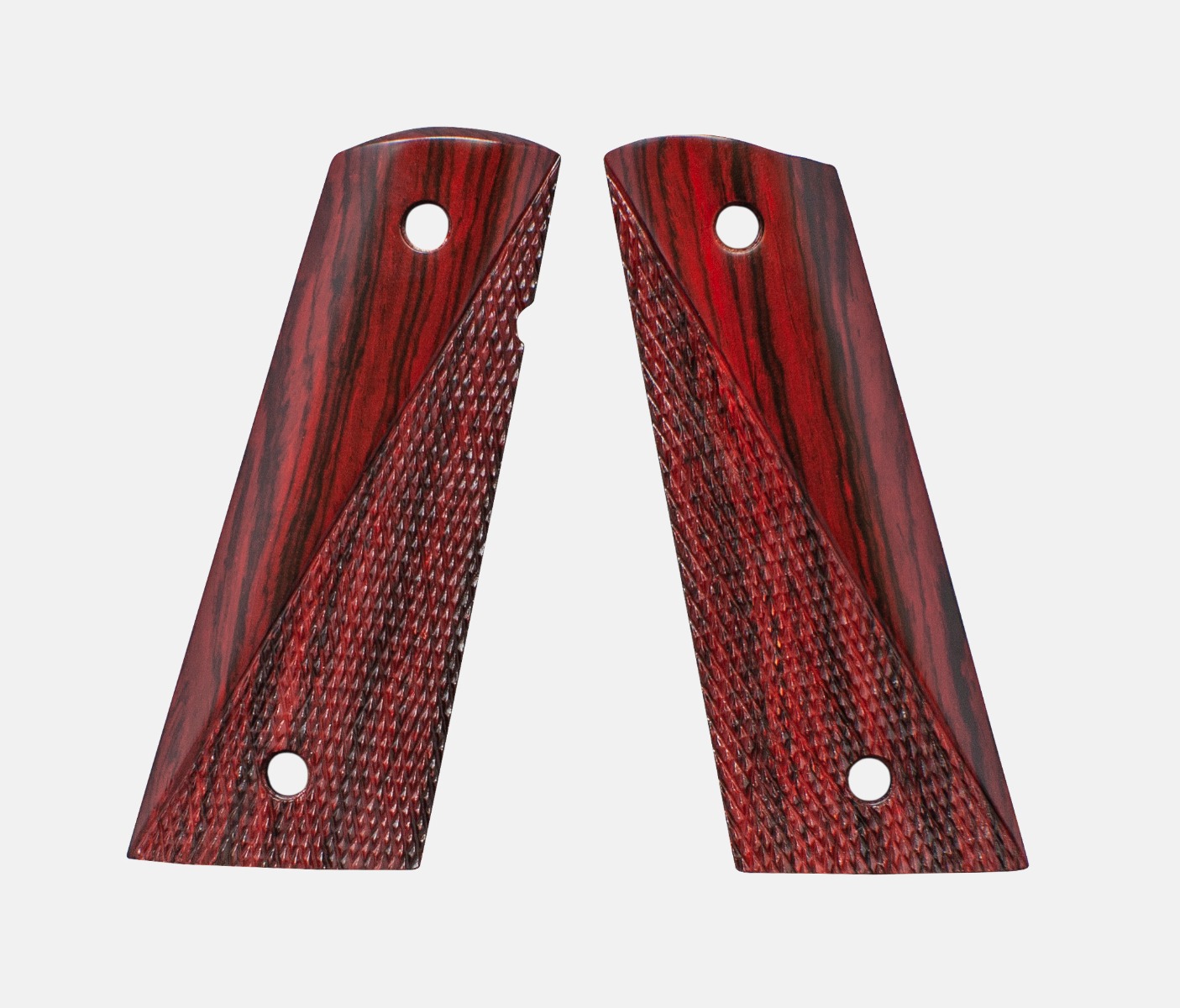 1911 Full Size Grips, Red Cocobolo, Ranger Cut, Mag-Well Bottom – Fusion Firearms