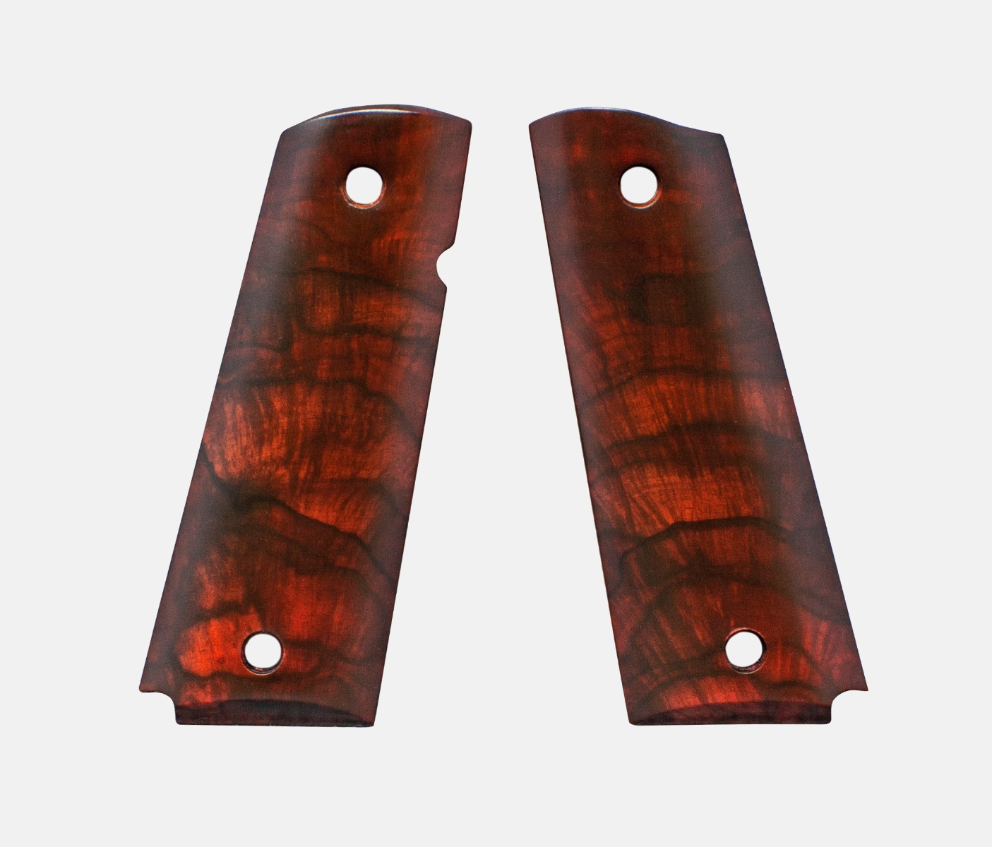 1911 Full Size Grips, Red Cocobolo, Smooth, Beveled Bottom – Fusion Firearms