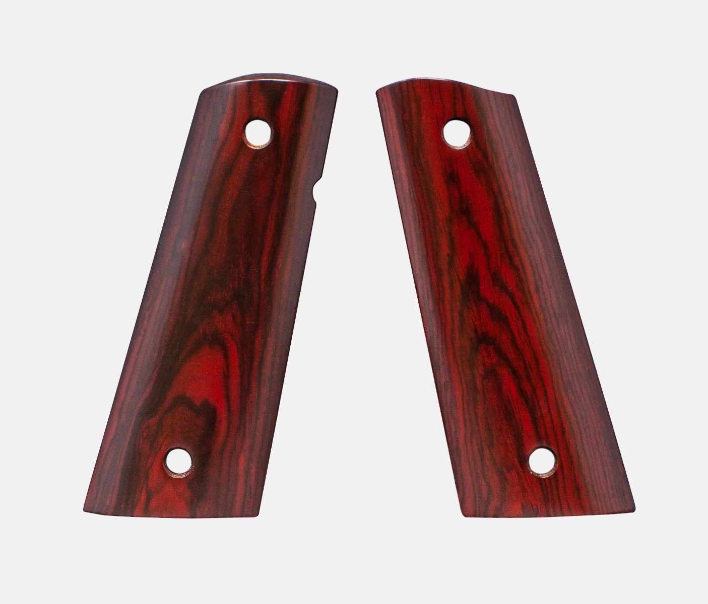 1911 Full Size Grips, Red Cocobolo, Smooth, Mag-Well Bottom – Fusion Firearms