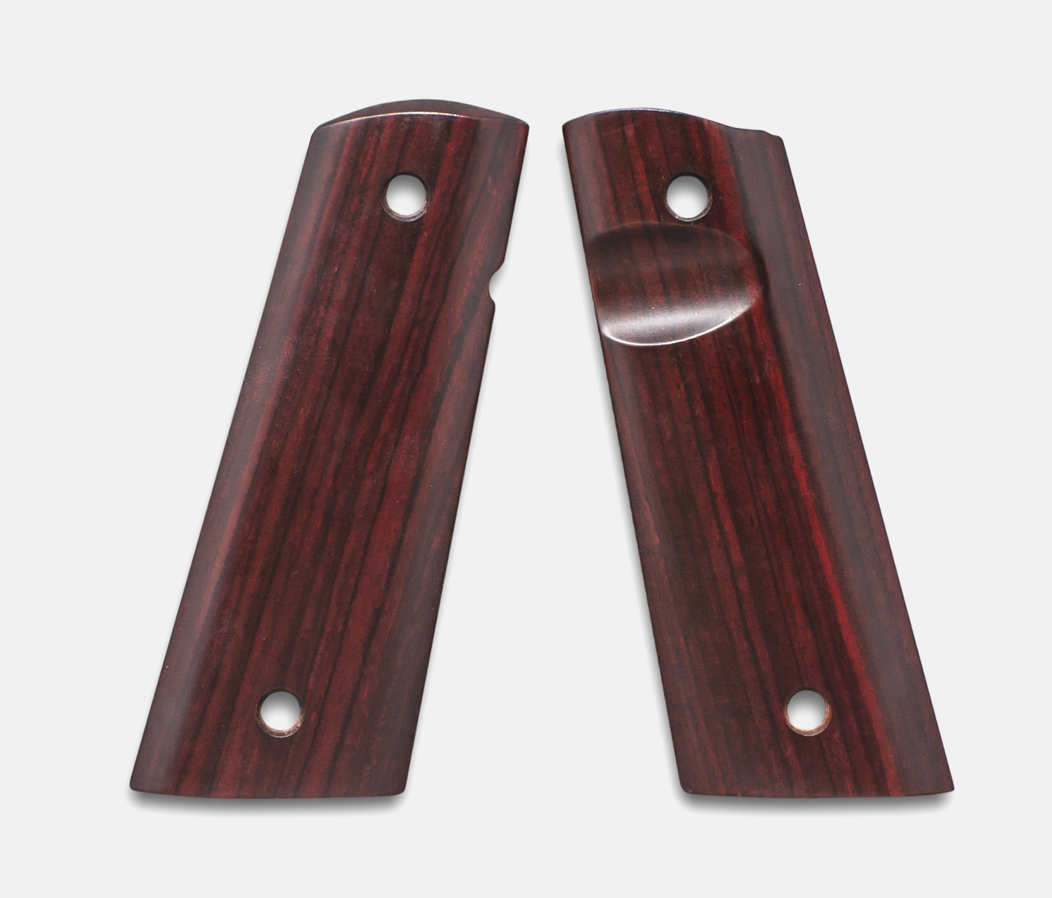 1911 Full Size Grips, Red Cocobolo, Smooth, Mag-Well Bottom, Thumb Groove – Fusion Firearms