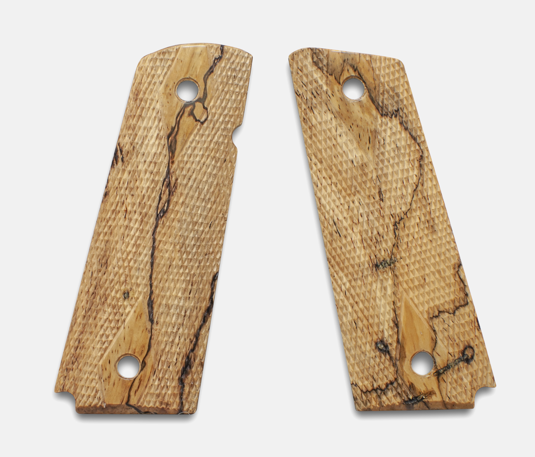 1911 Full Size Grips, White Cocobolo, Double Diamond Checkered, Beveled, Thin – Fusion Firearms