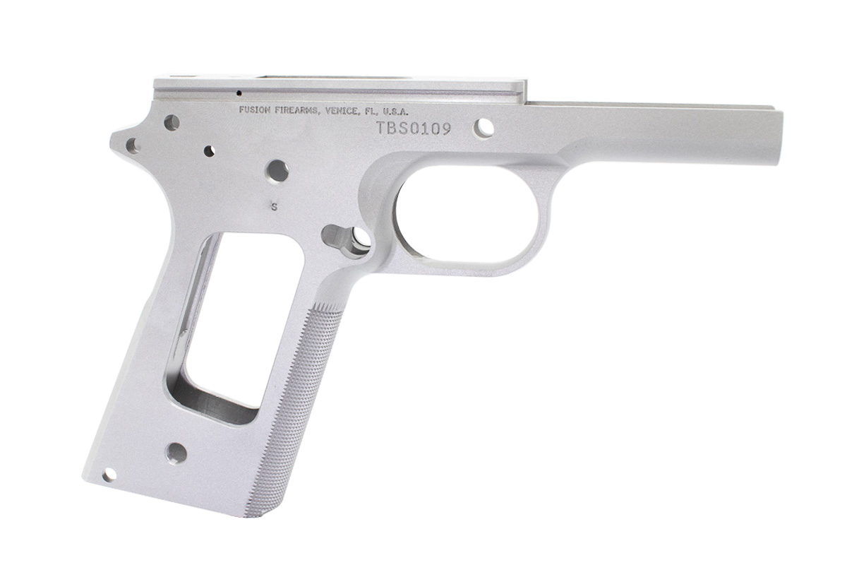 1911 Government Frame - Stainless - Checkered Front Strap – Fusion Firearms