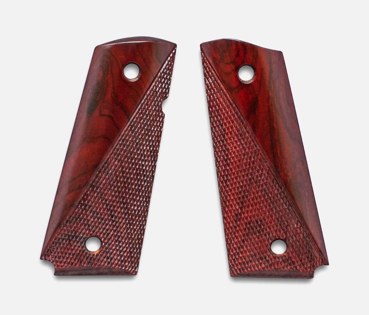 1911 Officer Grips, Red Cocobolo, Ranger Cut, Beveled Bottom, Thin – Fusion Firearms