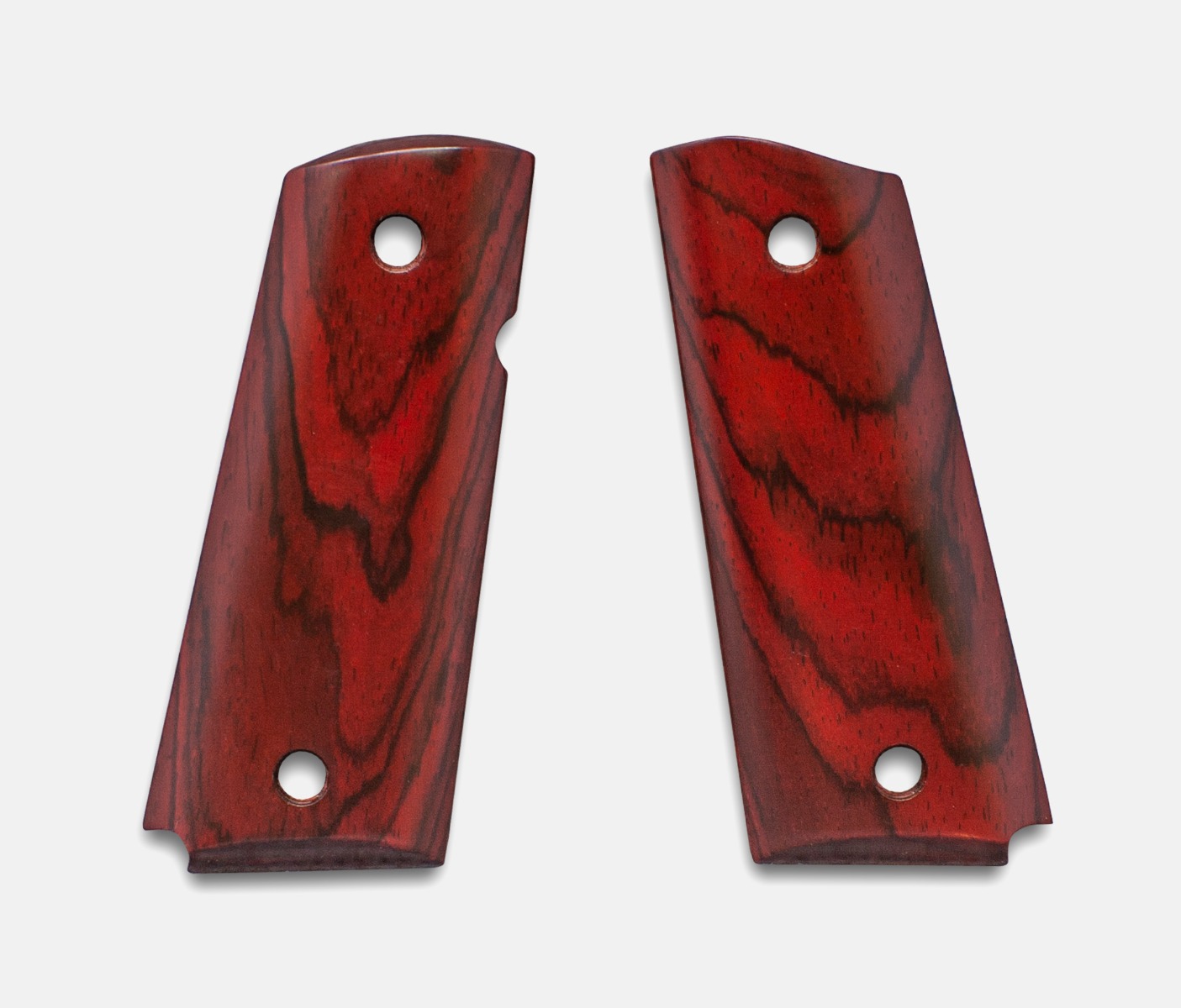 1911 Officer Grips, Red Cocobolo, Smooth, Beveled Bottom, Thin – Fusion Firearms