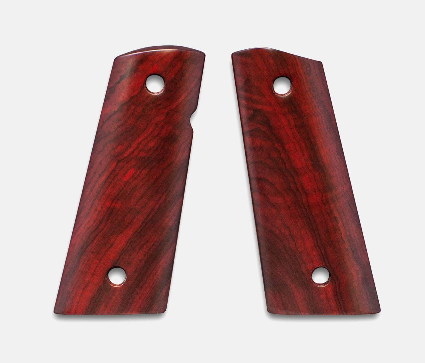 1911 Officer Grips, Red Cocobolo, Smooth, Mag-Well Bottom – Fusion Firearms