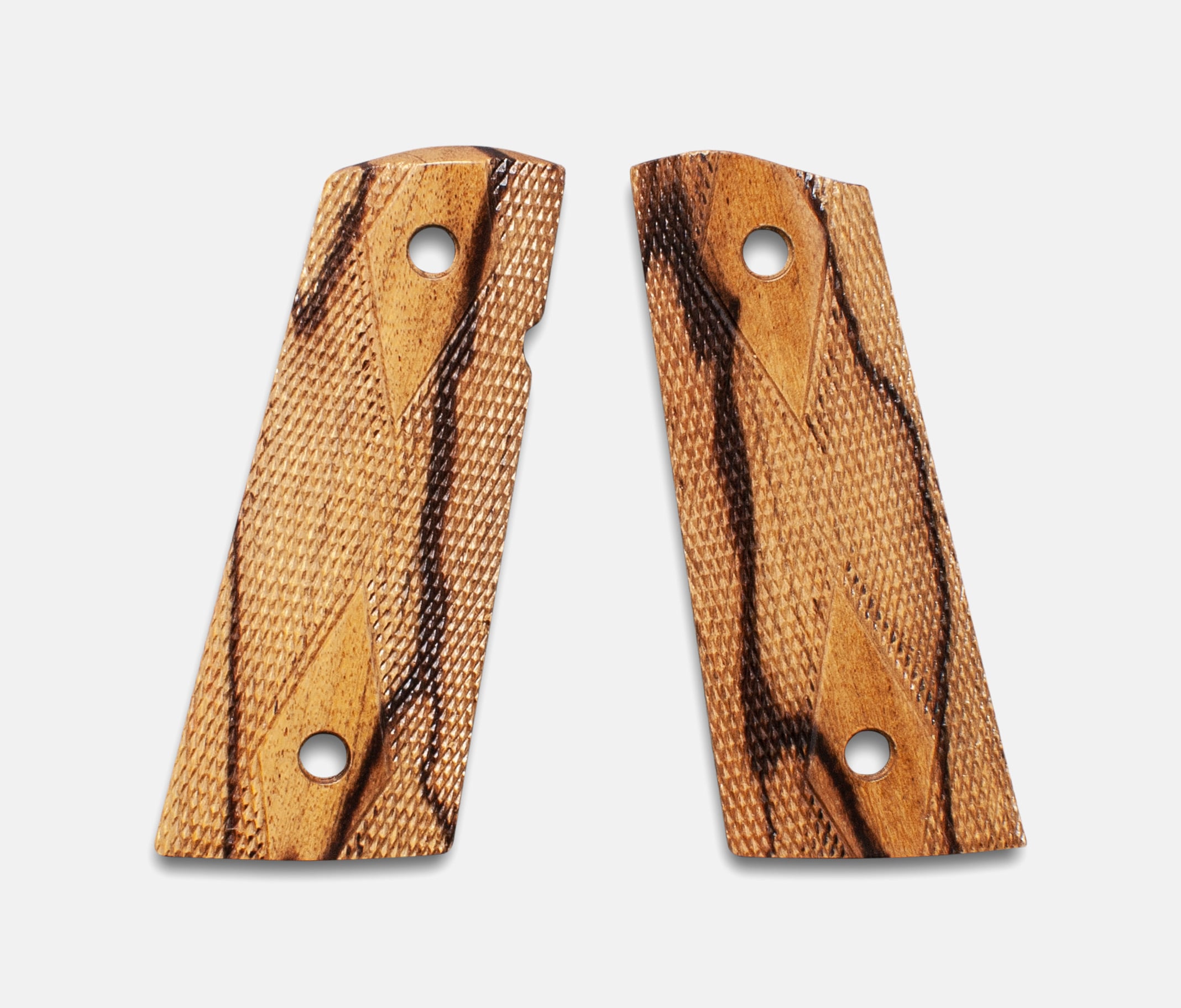1911 Officer Size Grips, Inkberry, Double Diamond Checkered, Mag-Well Bottom – Fusion Firearms