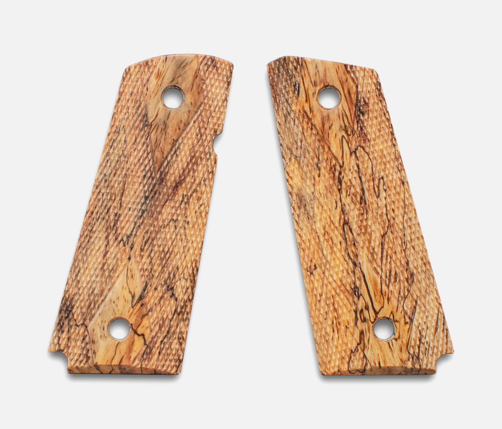 1911 Officer Grips, White Cocobolo, Double Diamond Checkered, Beveled, Thin – Fusion Firearms