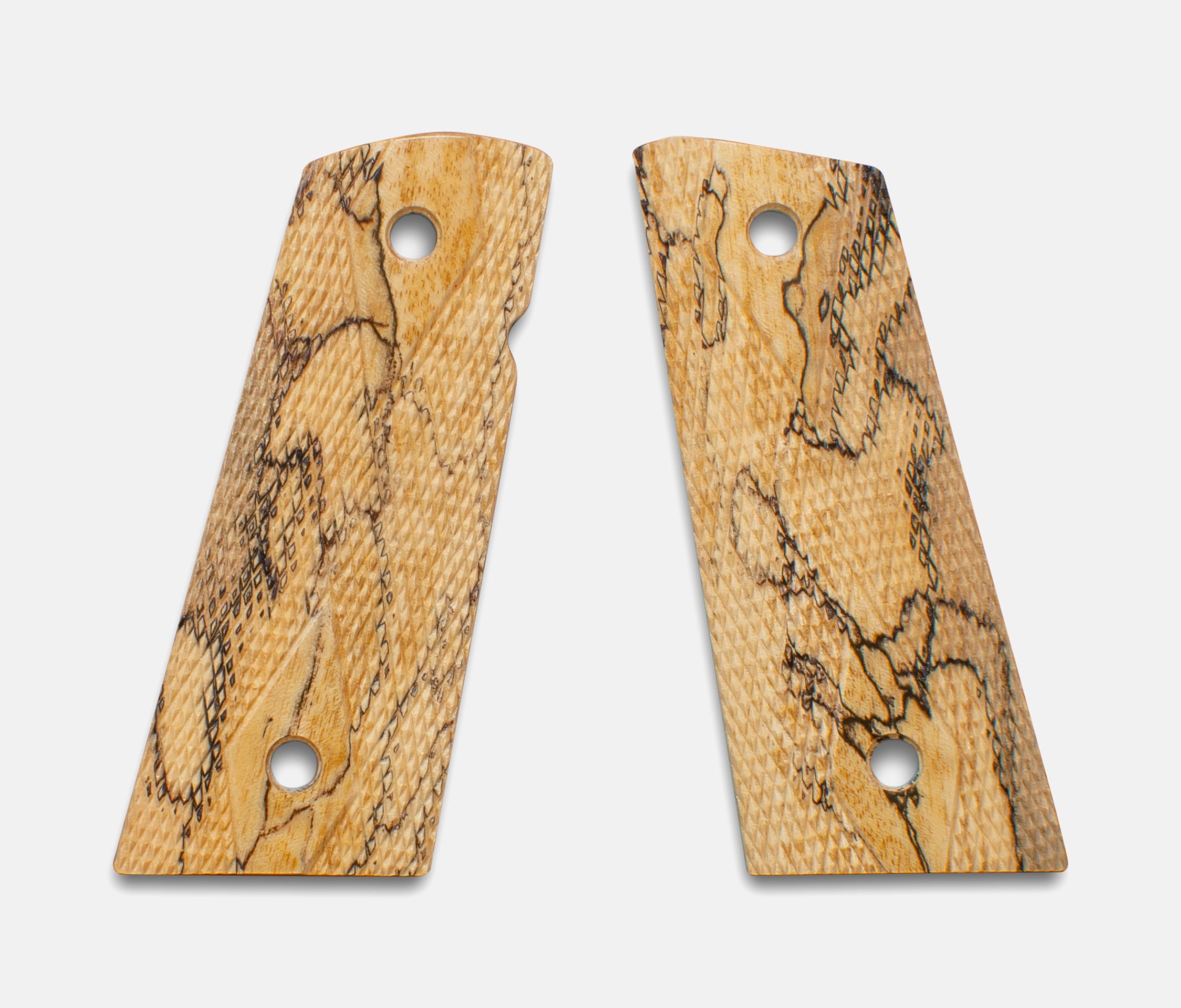 1911 Officer Grips, White Cocobolo, Double Diamond Checkered, Mag-Well, Thin – Fusion Firearms