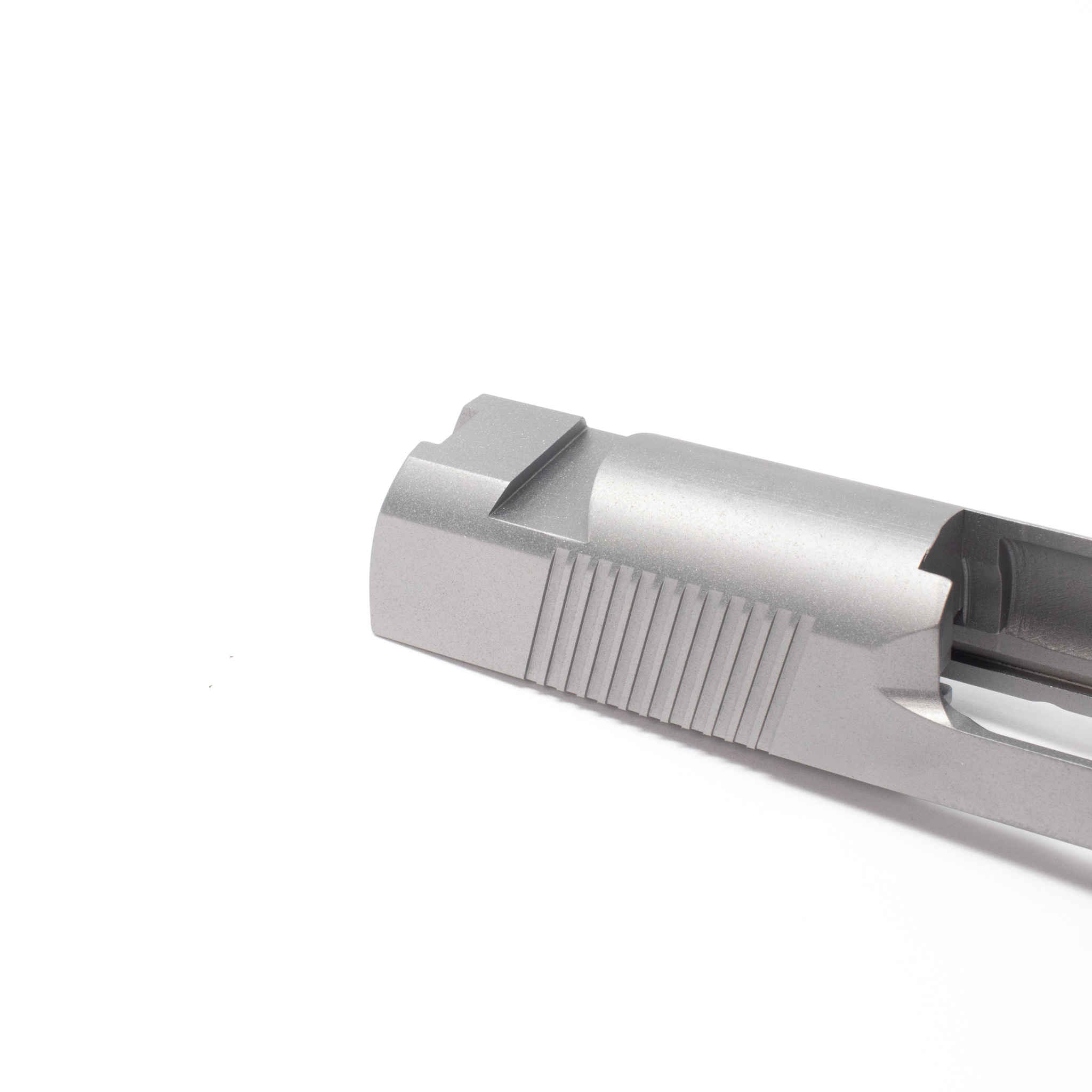 1911 Officer Slide - 45 ACP Carbon Swept Cut/ Thin Rear Serrations/ STD Sight Cuts – Fusion Firearms — image 2
