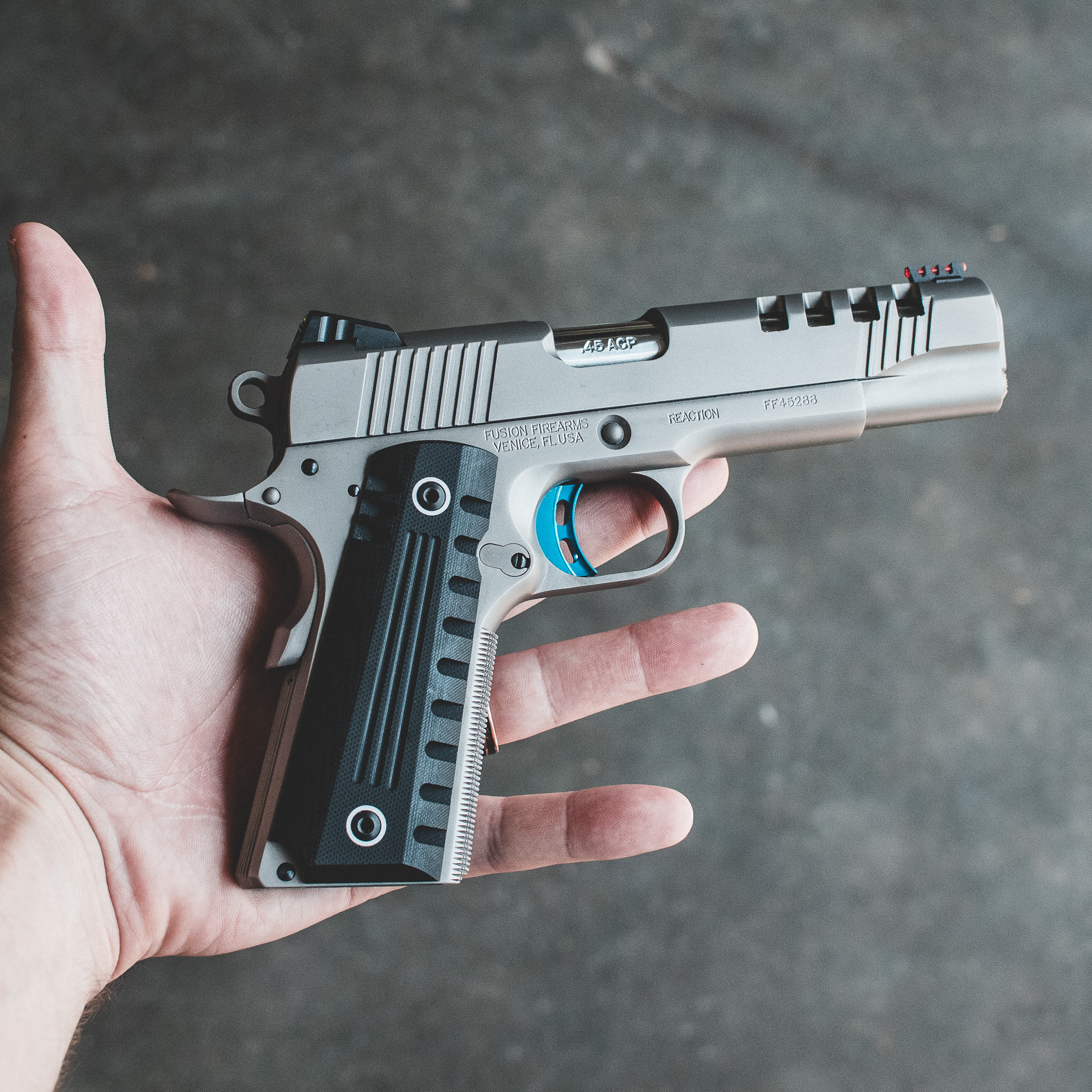 1911 Pistol - 45 ACP  Silver Skyfall  Reaction – Fusion Firearms — image 4