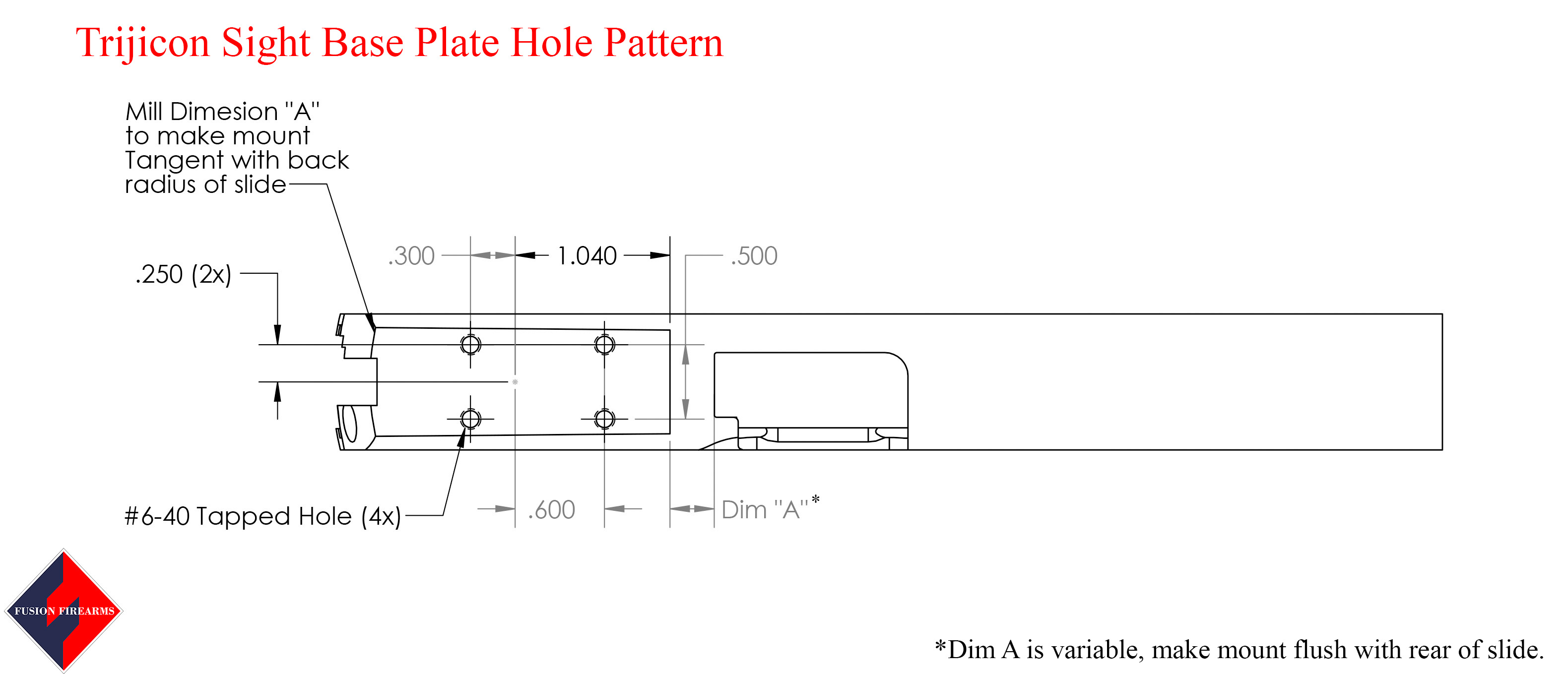 1911 RMR Trijicon Base Plate Red Fiber Optic - Lightweight Aluminum – Fusion Firearms — image 3