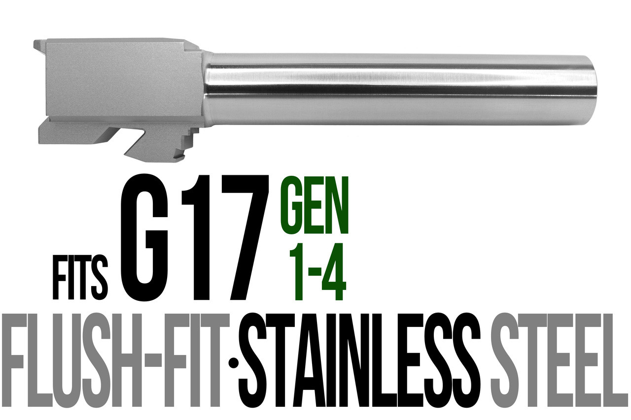 Combat Armory barrel Fits Glock 17 9mm Flush Fit Barrel Stainless Steel