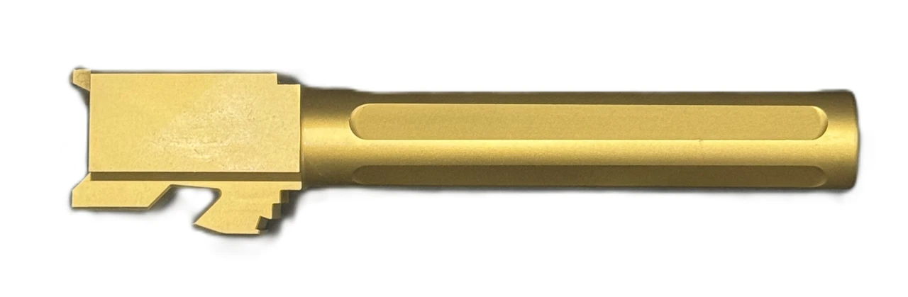 Combat Armory Barrel Fits Glock 17 9mm Match 5 Sided Flat Fluted Barrel in Gold