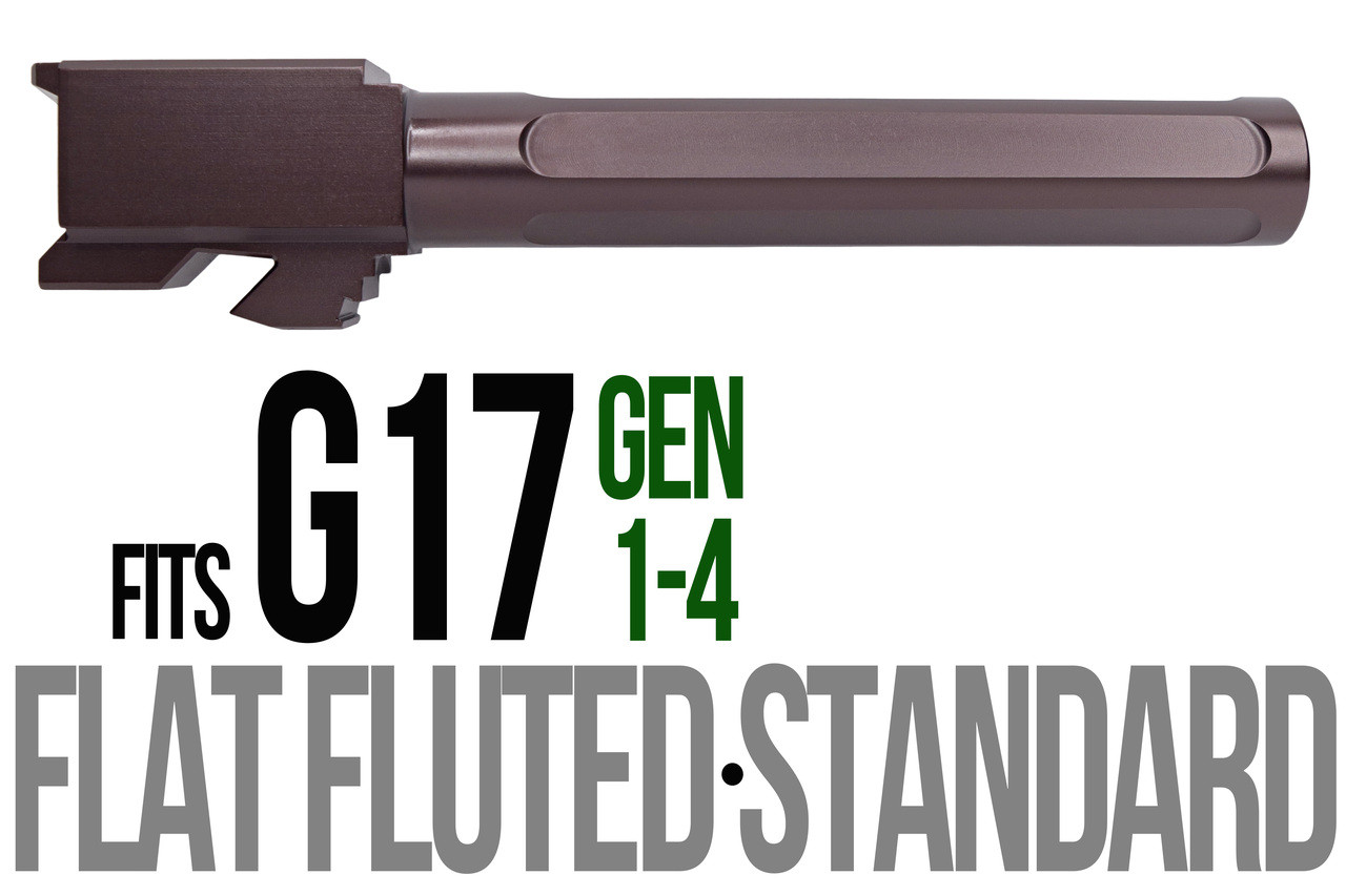 Combat Armory barrel Fits Glock 17  9mm Match 5 Sided Flat Fluted  Grade Barrel in Plum