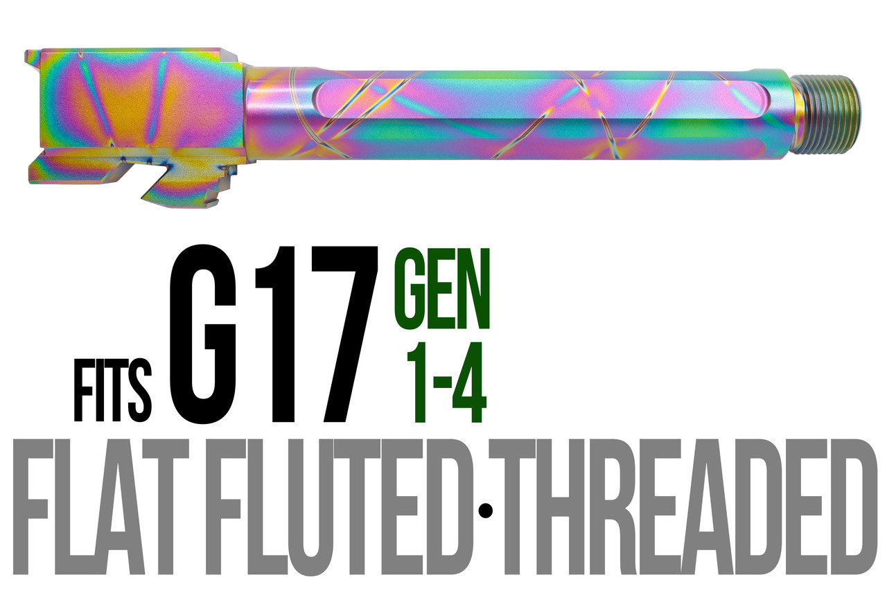 Combat Armory Barrel Fits Glock 17 9mm Match 5 Sided Flat Fluted Threaded Barrel in Python