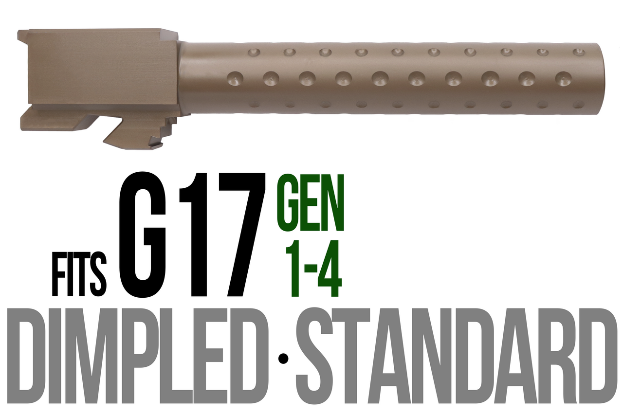 Combat Armory Barrel Fits Glock 17 9mm Match Golf Ball Dimpled Barrel in Dark Earth