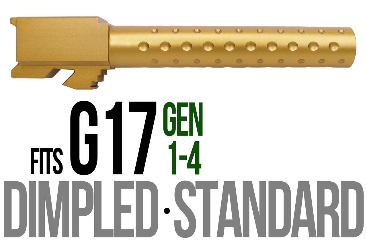 Combat Armory Barrel Fits Glock 17 9mm Match Golf Ball Dimpled Barrel in Gold