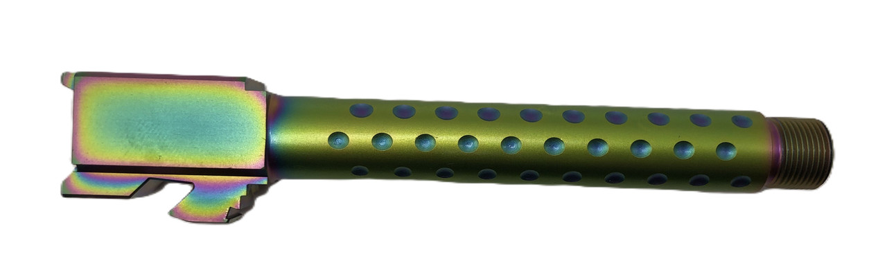 Combat Armory Barrel Fits Glock 17 9mm Match Golf Ball Dimpled Threaded Barrel in Radio Active