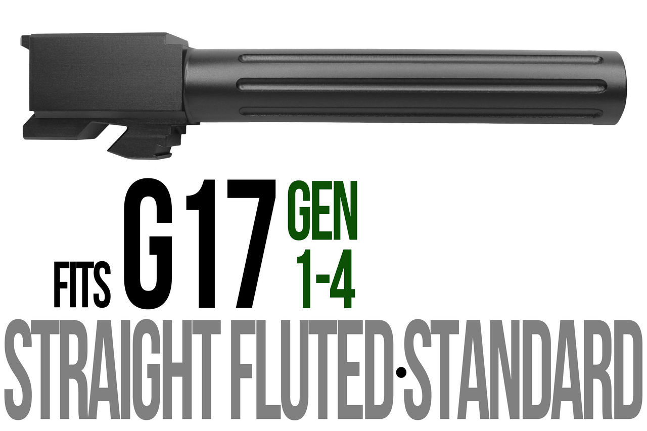 Combat Armory Barrel Fits Glock 17 9mm Match Straight Fluted Barrel in Black