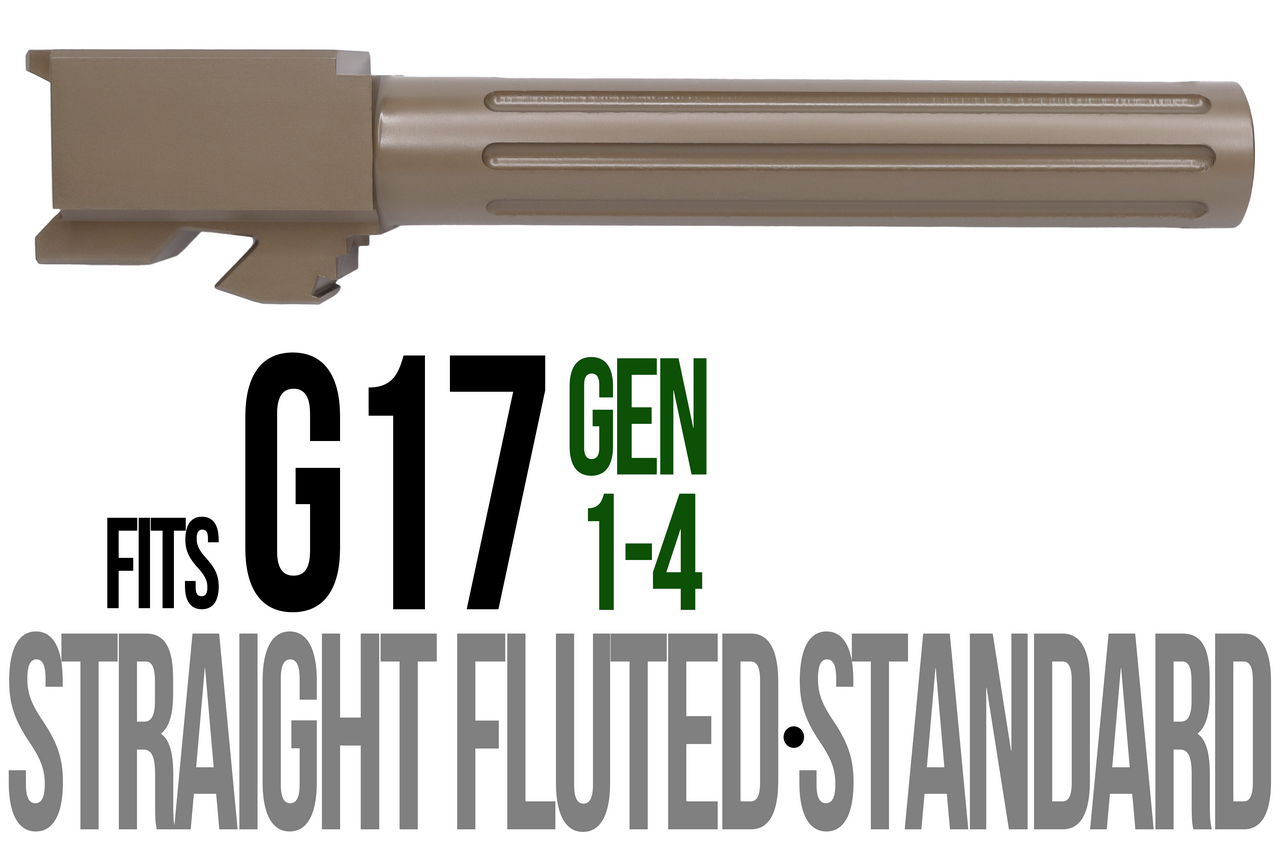 Combat Armory Barrel Fits Glock 17 9mm Match Straight Fluted Barrel in Dark Earth