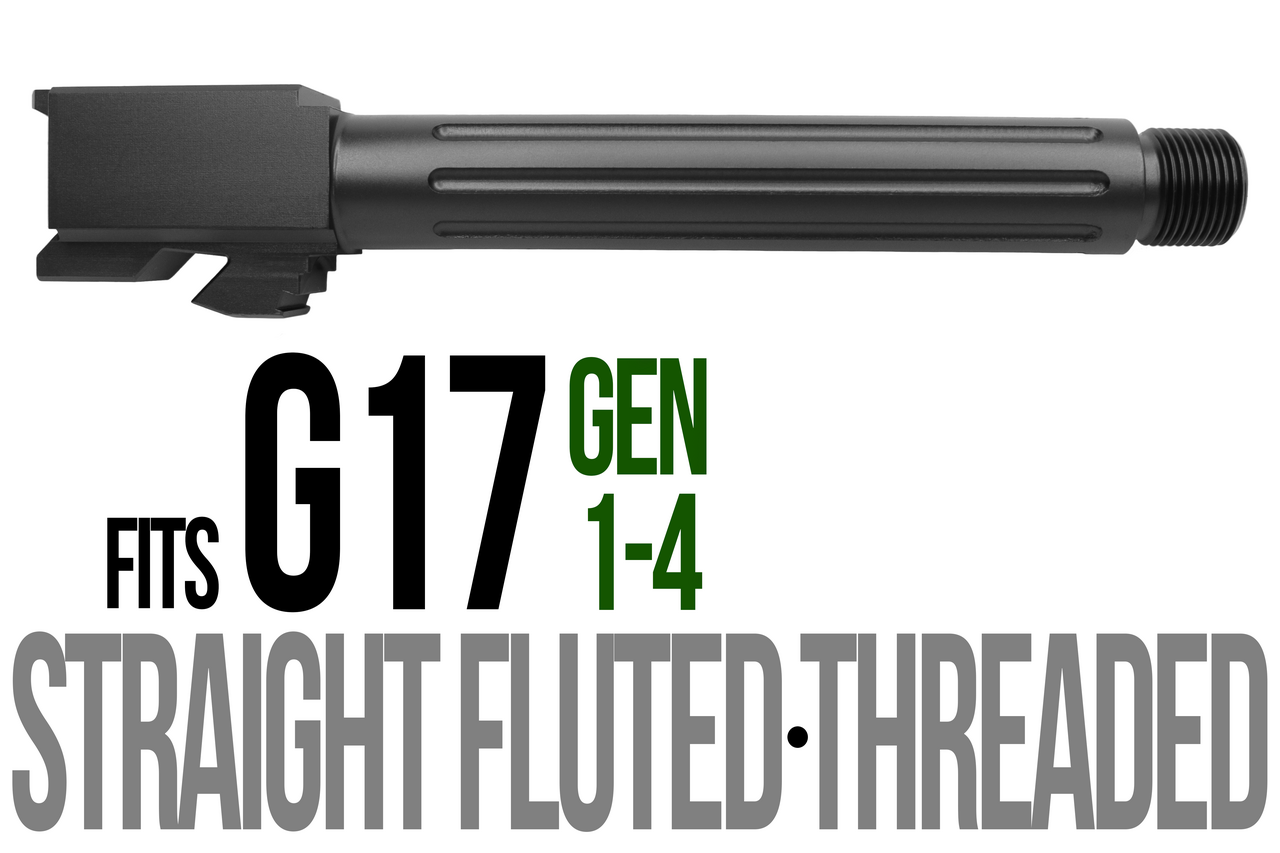 Combat Armory Barrel Fits Glock 17 9mm Match Straight Fluted Barrel Threaded in Black