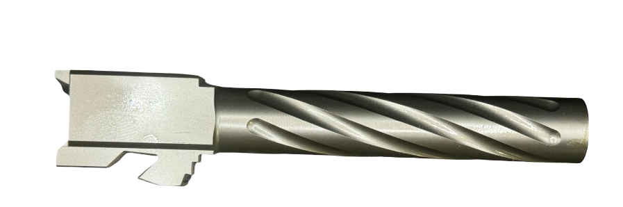 Combat Armory Barrel Fits Glock 17 9mm Match Thick Spiral Fluted Barrel in Flat Gray
