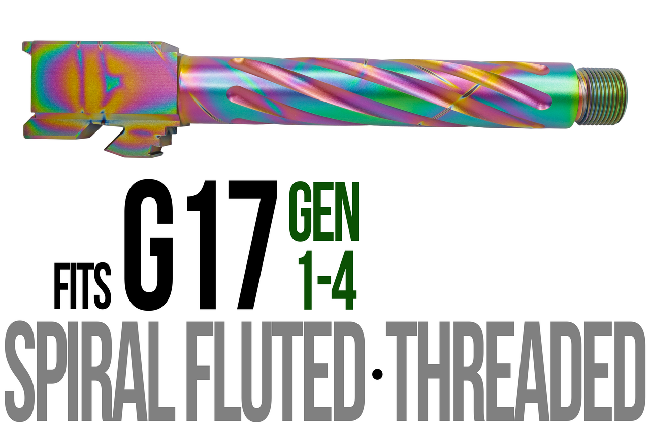 Combat Armory Barrel Fits Glock 17 9mm Match Thick Spiral Fluted Barrel Threaded in Python