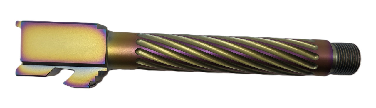 Combat Armory Barrel Fits Glock 17 9mm Match Thin Spiral Fluted Threaded Barrel  in Chameleon