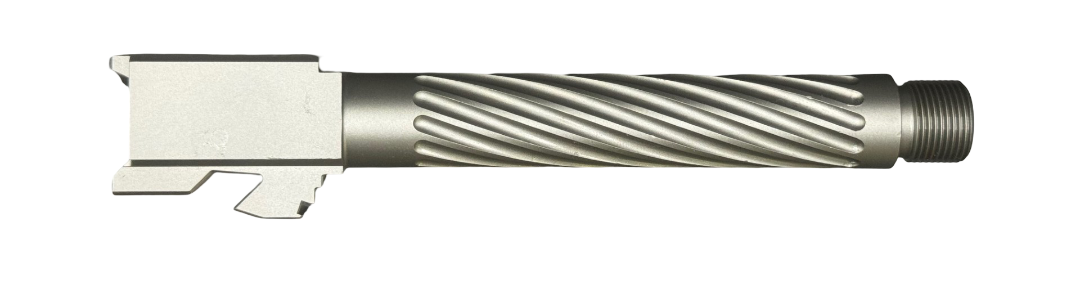 Combat Armory Barrel Fits Glock 17 9mm Match Thin Spiral Fluted Threaded Barrel  in Flat Gray