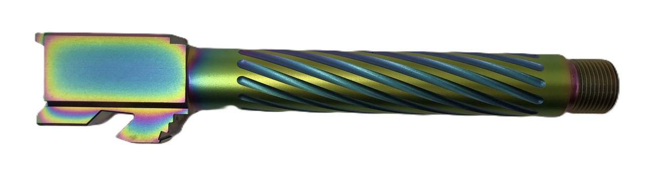Combat Armory Barrel Fits Glock 17 9mm Match Thin Spiral Fluted Threaded Barrel  in Radio Active