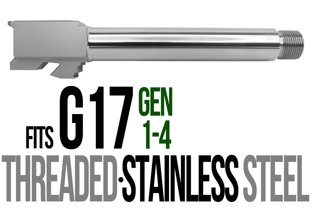 Combat Armory Barrel Fits Glock 17  Gen 1-4 9mm Barrel Threaded Naked Stainless Steel