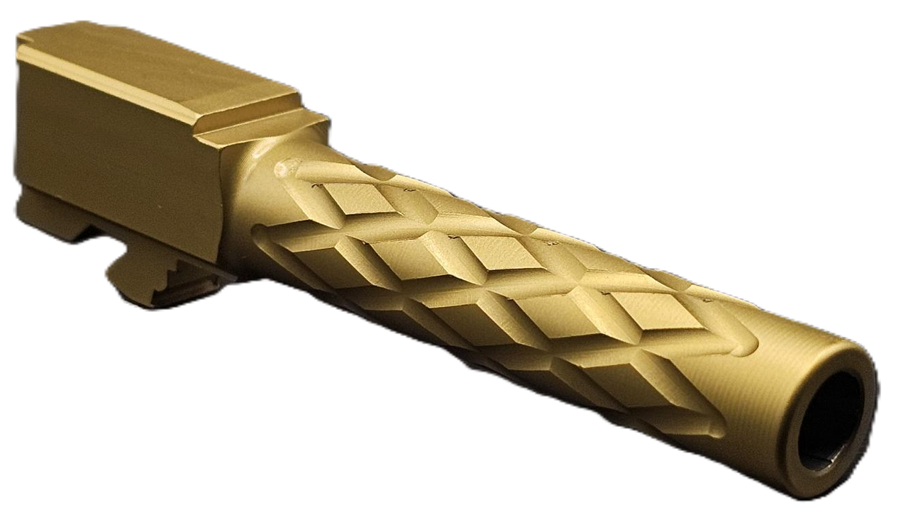 Combat Armory barrel Fits Glock 19 9mm Diamond Weave Barrel in Gold