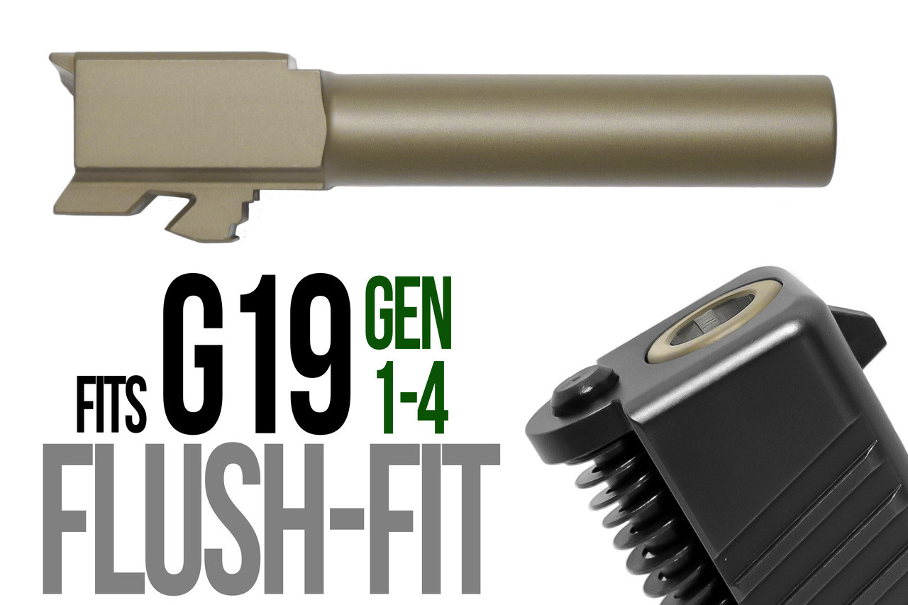 Combat Armory barrel Fits Glock 19 9mm Flush Fit Barrel in Dark Earth