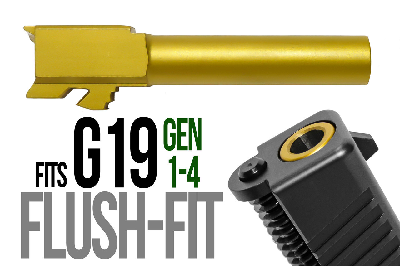 Combat Armory barrel Fits Glock 19 9mm Flush Fit Barrel in Gold
