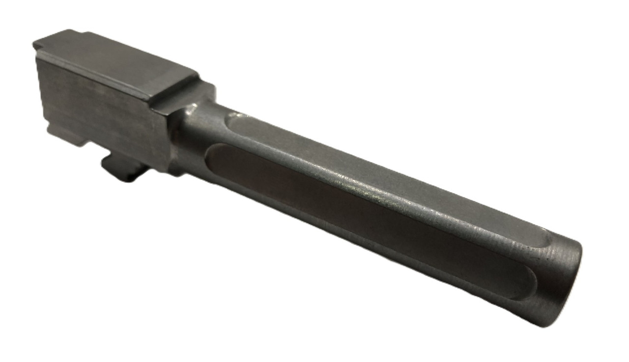 Combat Armory Barrel Fits Glock 19 9mm Match 5 Sided Flat Fluted Barrel in Naked Stainless Steel