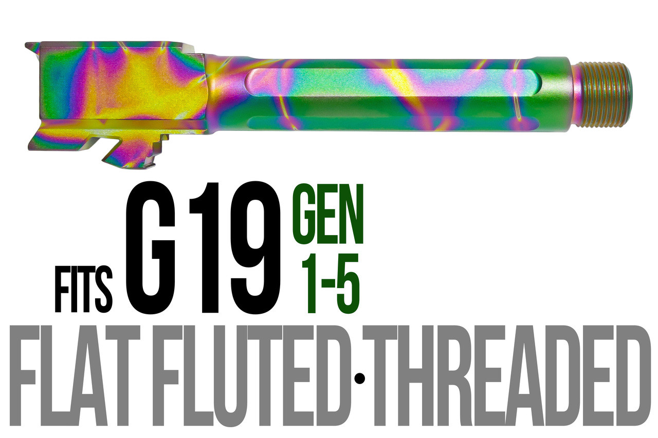 Combat Armory Barrel Fits Glock 19 9mm Match 5 Sided Flat Fluted Barrel Threaded in Python