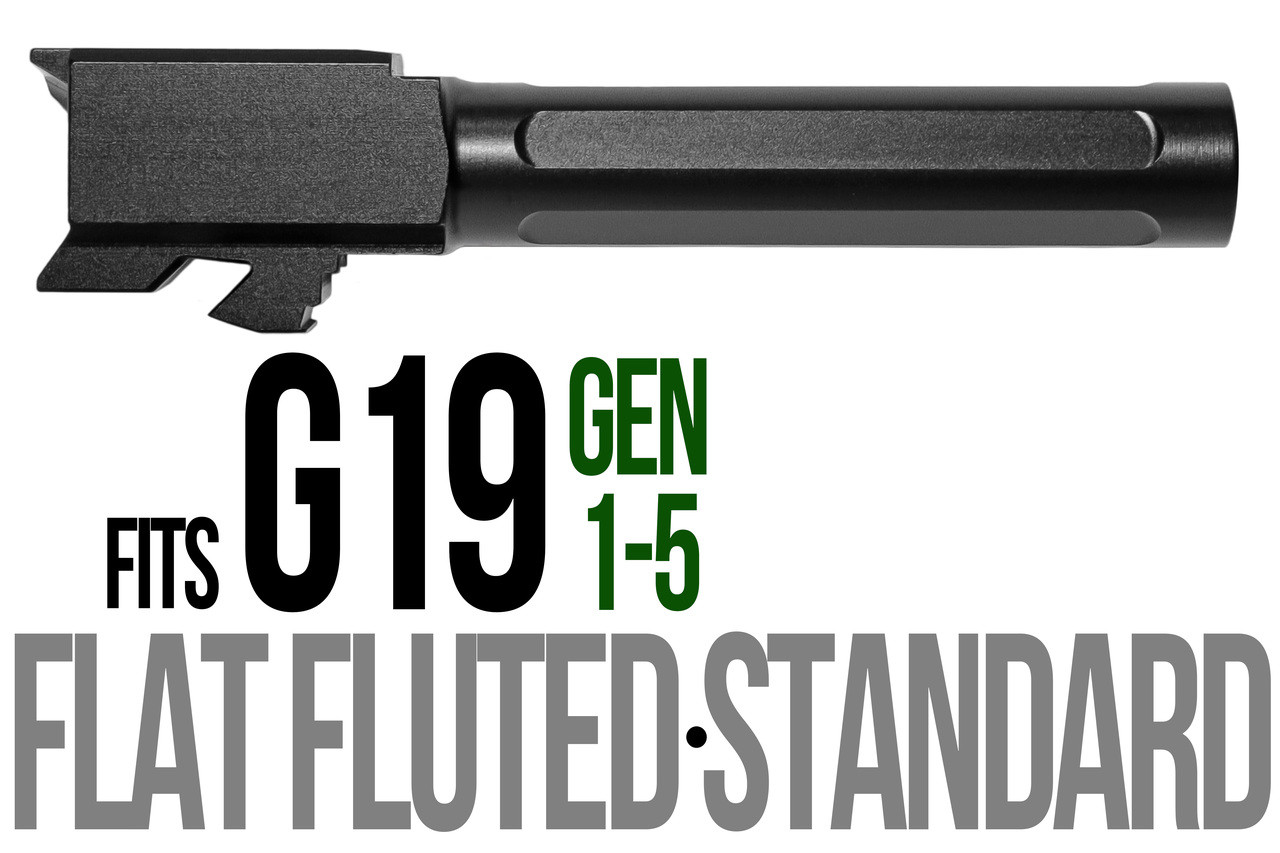 Combat Armory Barrel Fits Glock 19 9mm Match 5 Sided Flat Fluted Barrel