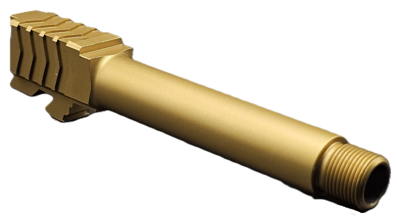 Combat Armory Barrel Fits Glock 19 9mm Match Arrow Barrel Threaded in Gold