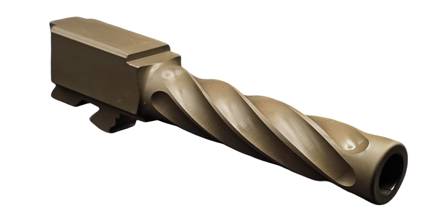 Combat Armory Barrel Fits Glock 19 9mm Match Chunky Spiral Fluted Barrel in Dark Earth