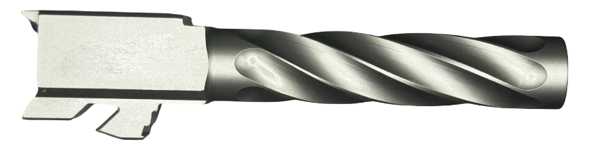 Combat Armory Barrel Fits Glock 19 9mm Match Chunky Spiral Fluted Barrel in Flat Gray
