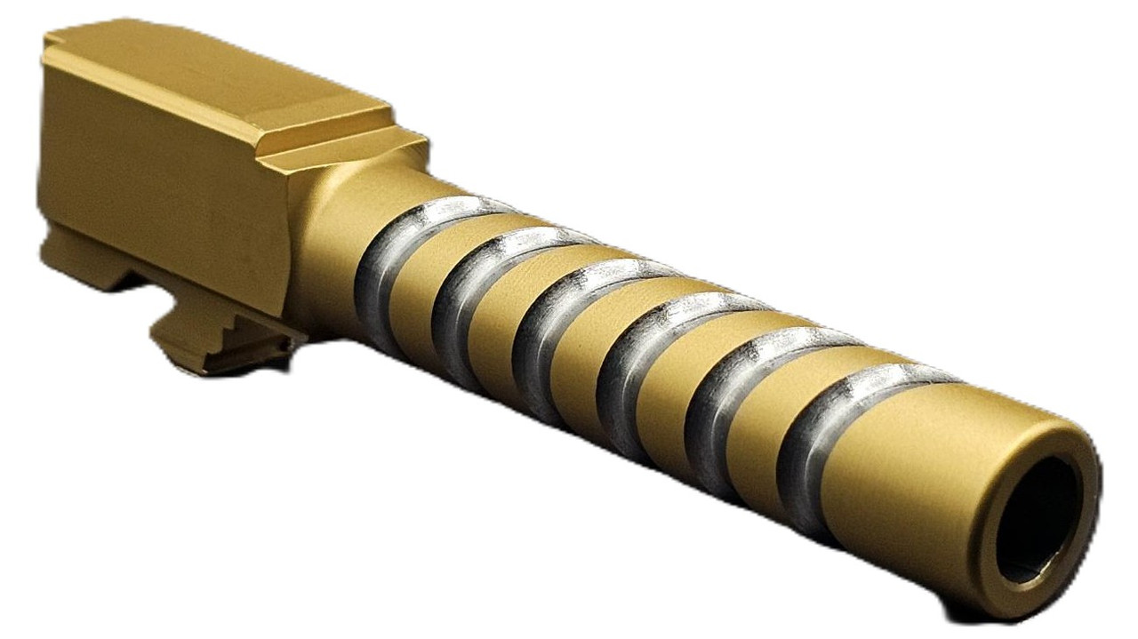 Combat Armory Barrel Fits Glock 19 9mm Match Coil Barrel 2 Tone in Gold