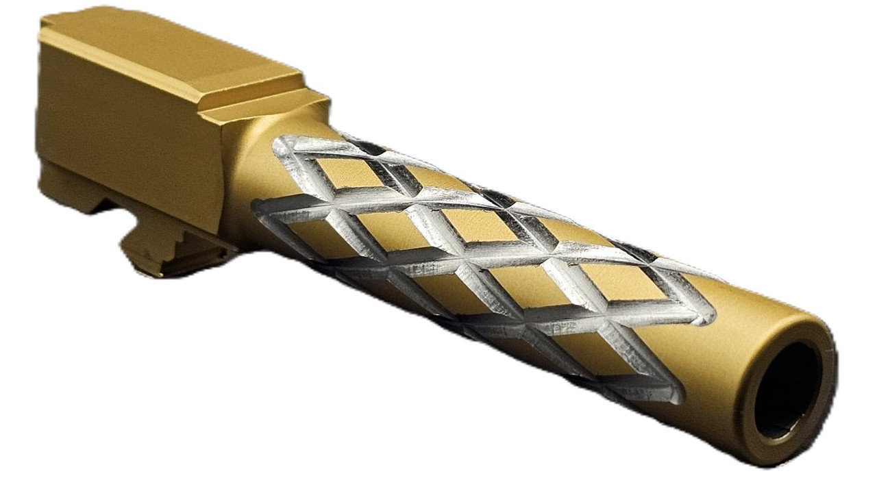 Combat Armory Barrel Fits Glock 19 9mm Match Diamond Weave Barrel 2 Tone in Gold
